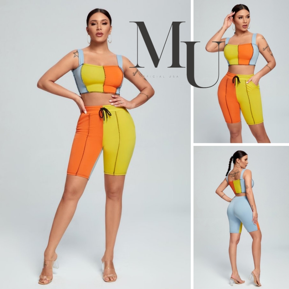 🧡Mila Color blocked Set🩵